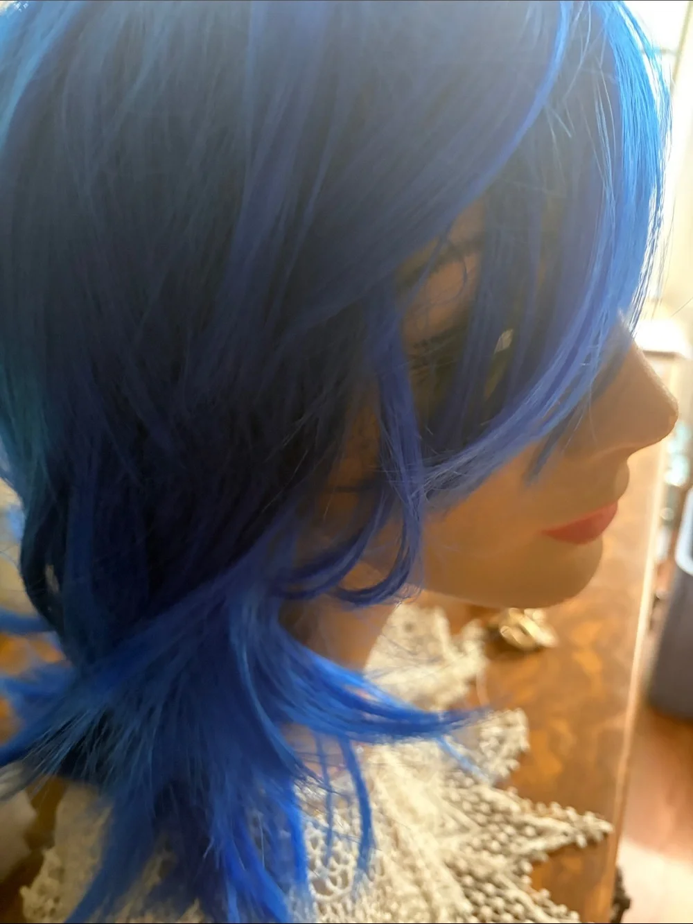 Electric Blue Short Layered Women's Wig - Unbranded